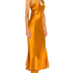 NWOT ALIX NYC Womens Slip Dress Seneca Dress Saffron Small 100% Silk Slip Dress